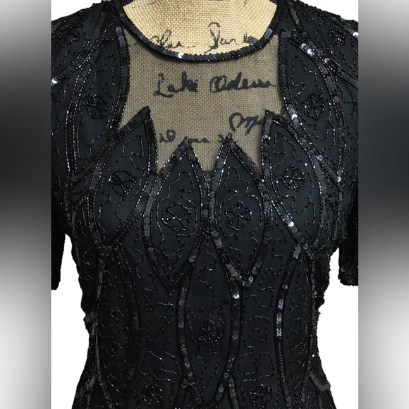 Vintage Stenay 100% Silk/Beaded/Sequins Black Top (reduced 5/11 Few loose beads - Picture 4 of 10